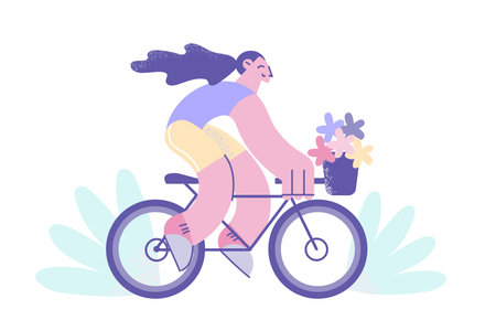 Riding Bike and street summer activities conceptのイラスト素材