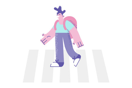 Walking on pedestrian cross concept.のイラスト素材