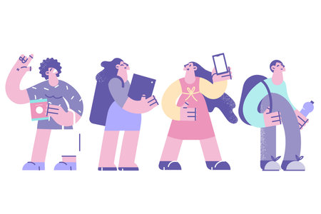 Using gadgets and technology conceptのイラスト素材