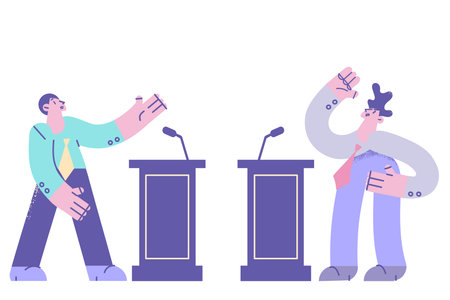 Politics debates and public fighting conceptのイラスト素材