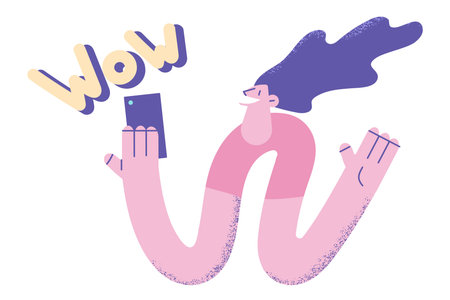 Feeling amazed with online information conceptのイラスト素材