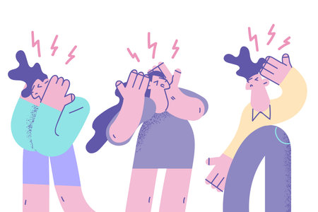 Loud sounds, irritation, shouting and screaming conceptのイラスト素材