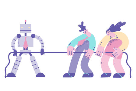 Playing with artificial intelligence conceptのイラスト素材