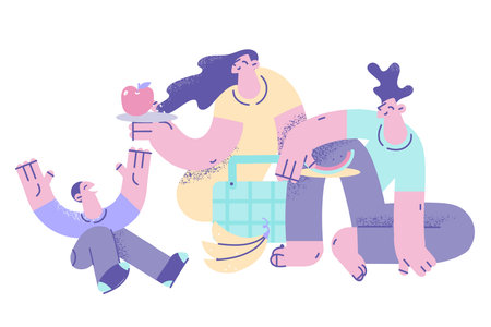 Family summer activities and leisure concept.のイラスト素材