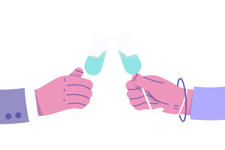 Celebrating holiday with champagne conceptのイラスト素材