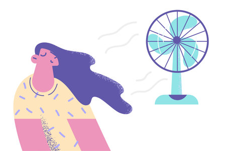 Enjoying cool air from wave concept.のイラスト素材