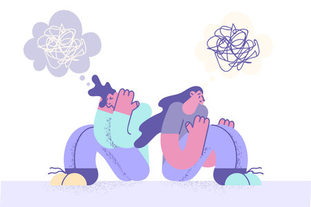 Depression, grief, feeling stressed concept.のイラスト素材