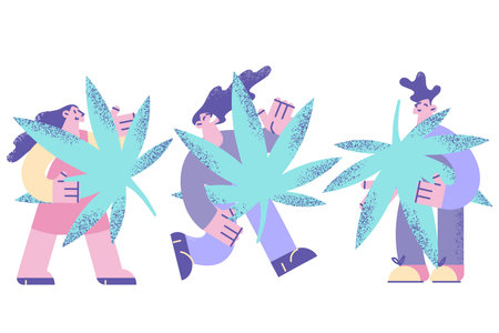 Growing marijuana grass legalization conceptのイラスト素材