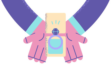 Man hold jewelry box make marriage proposalのイラスト素材