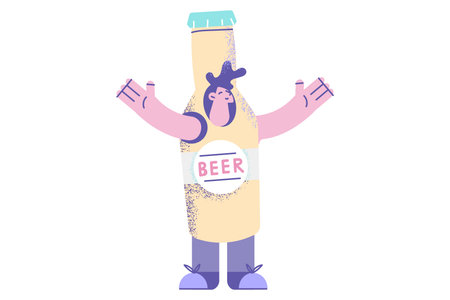 Smiling man dressed in beer costume advertise productのイラスト素材