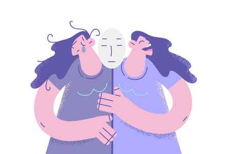 Woman have different emotions suffer from mood swingsのイラスト素材