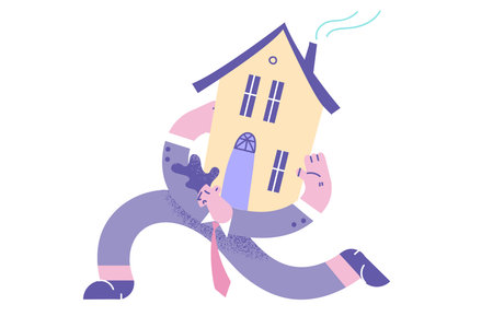 Tired man carry house on backのイラスト素材