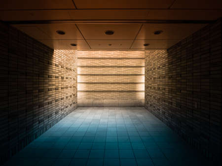 Dead end passage in subway somewhere under Tokyo Japanの写真素材
