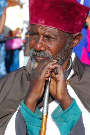 Addis Ababa, Ethiopia, 19th January 2008: Portrait of Ethiopian Orthodox Priest attending Epiphany celebrationsのeditorial素材