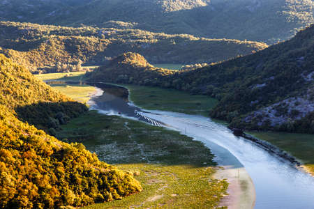 Rijeka Crnojevica river curve summer in Montenegroの写真素材