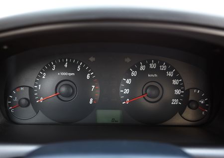 The black dashboard of car