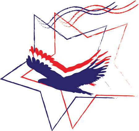 eagle silhouette with starsのイラスト素材