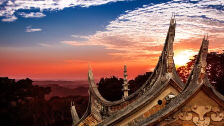 An old temple roof, Taiwanの写真素材