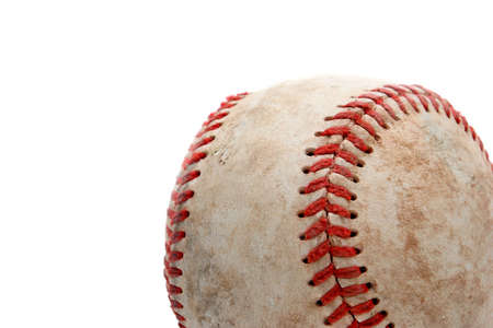 retired baseball, close up and over whiteの写真素材