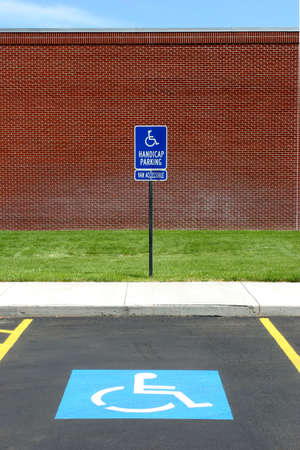 handicap parking spot at a college, van accessibleの写真素材