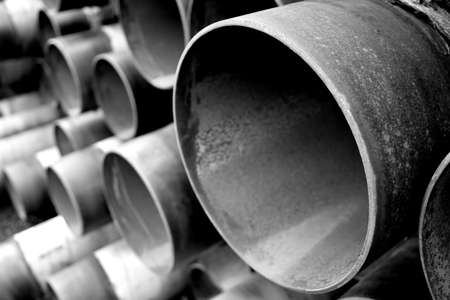 steel pipes in black and whiteの写真素材