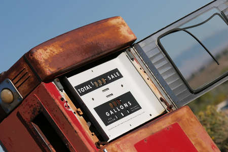 old gas pump closeup, rural wyomingの写真素材