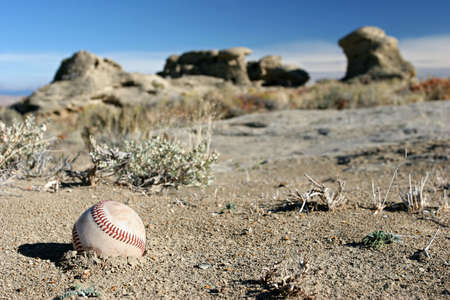 seriously lost baseball, in the middle of nowhereの写真素材