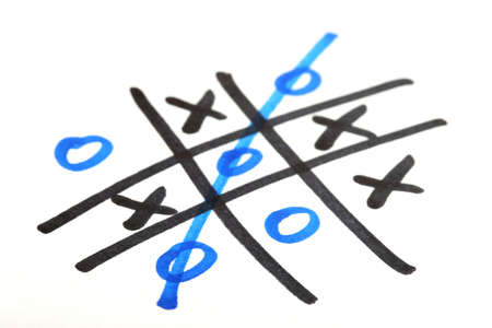 tic tac toe game on paper - limited depth of field with focus on front Oの写真素材