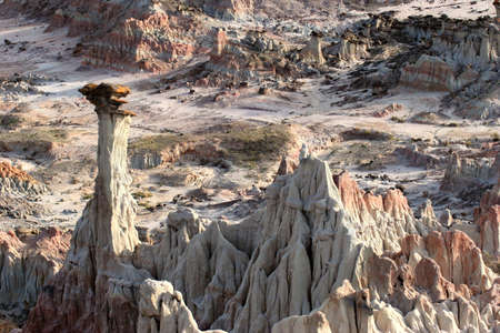 badlands at hell's half acre, wyoming. Indians used to chase the buffalo into the area to trap and hunt them, location was also used for the filming of Starship Troopers.の写真素材