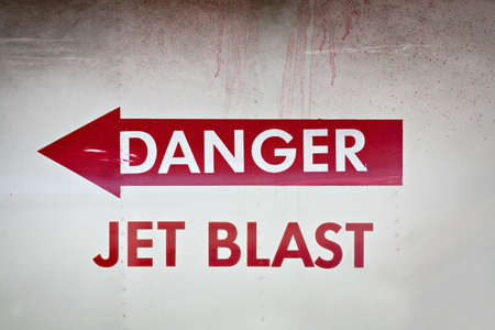 danger jet blast warning on the side of a jet fighterの写真素材