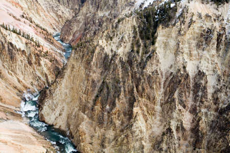 Yellowstone River as it snakes its way through the canyon in Yellowstone National Park, Wyoming.の写真素材