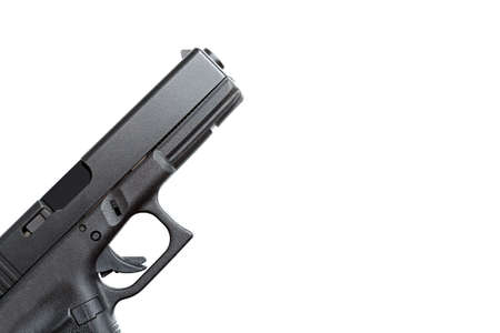 handgun isolated on white - modern 9mm close upの写真素材