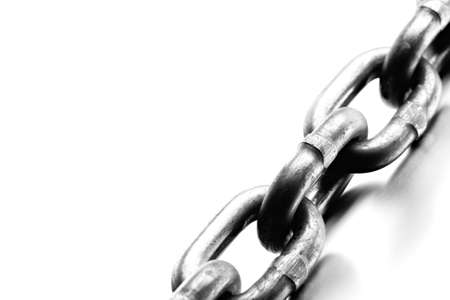 chain macro - industrial heavy duty steel chain macro, black and white highkey on brushed steel, macro with limited depth of fieldの写真素材