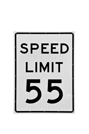 speed limit 55 mph sign closeup isolated on whiteの写真素材