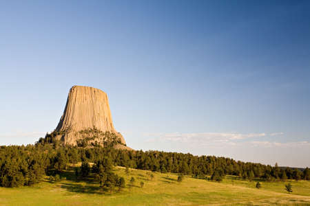 devil's tower national monument in northeast Wyoming with copyspaceの写真素材