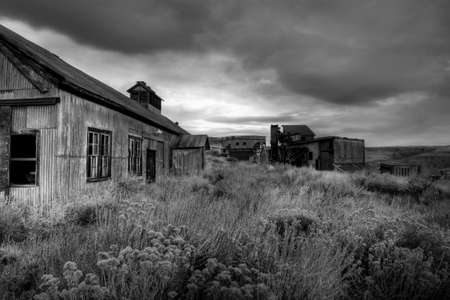 abandoned coal mine, HDR image converted to b&wの写真素材
