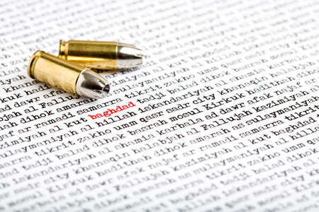bullets over the familiar names of major Iraqi cities. Among others: Baghdad, Tikrit, Al Kut, Umm...