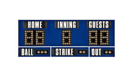 scoreboard for baseball closeup isolated on whiteの写真素材