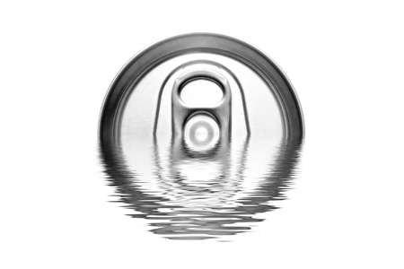 aluminum can macro from the top, isolated over white and processed for diffused highkeyの写真素材