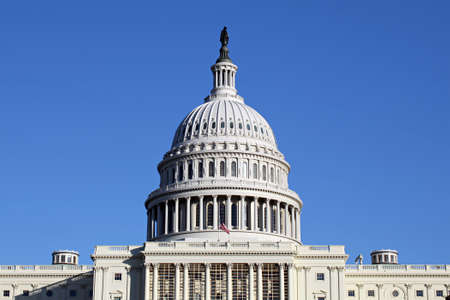 U.S. Capitol Building in Washington D.C. against clear blue sky
