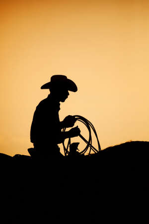 cowboy on his horse at a small town rodeo at sunset. Note slight added grain.の写真素材