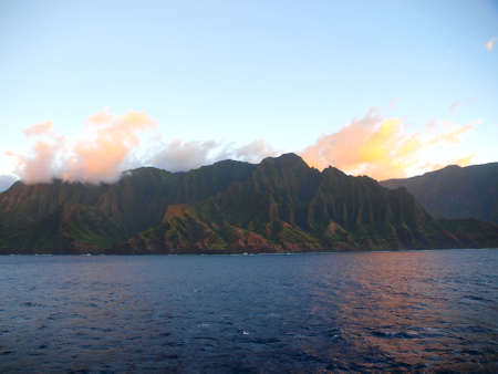 Scenic views of the Na Pali Coast State Park on the island of Kaua'i in the state of Hawaii.の写真素材