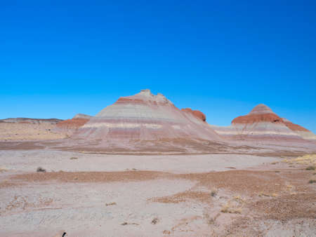 Scenic views of the Painted Desert portion of the Petrified Forest National Park in Arizona.の写真素材