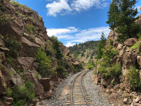 Scenic view of the Sangre de Cristo Mountains in Colorado from a train trip.の写真素材