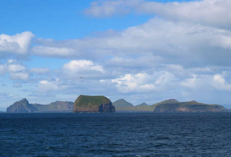 Scenic views of the islands of Vestmannaeyja or Westman Islands of Iceland.の写真素材