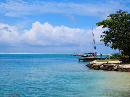 Scenic views of the French Polynesian island of Huahine Nui.の写真素材