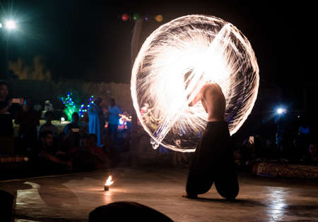 Fire show in the desertのeditorial素材