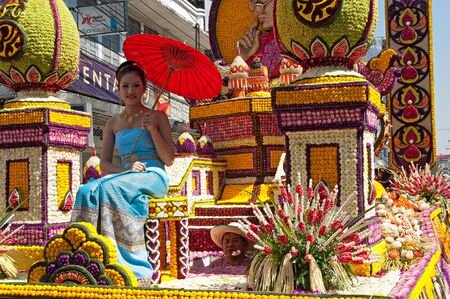Chiang mai, Thailand February 2010: flower festivalのeditorial素材