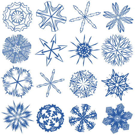 a set of 16 snowflakesのイラスト素材