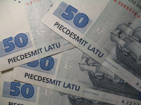 Latvian currecny - 50 latvian latsの写真素材